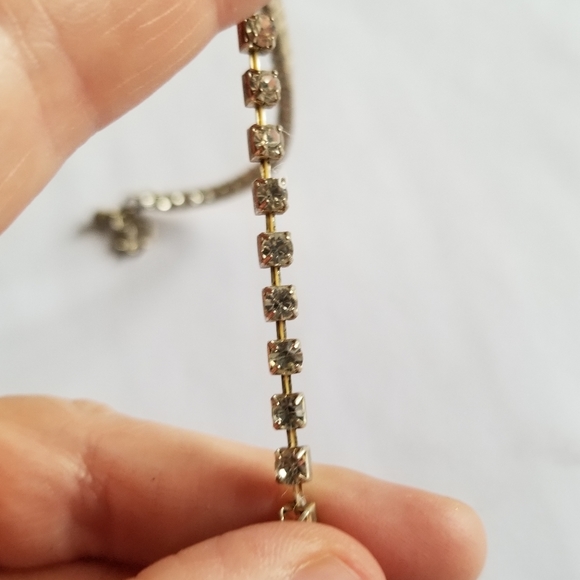 vintage necklace clear rhinestones choker tennis necklace prom bridal wedding - Picture 4 of 9